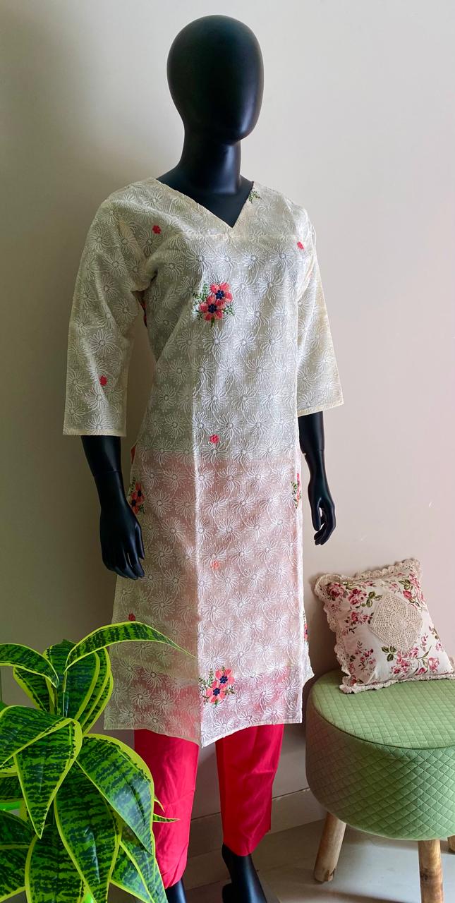 Floral Netkota 2 Piece Kurta Set