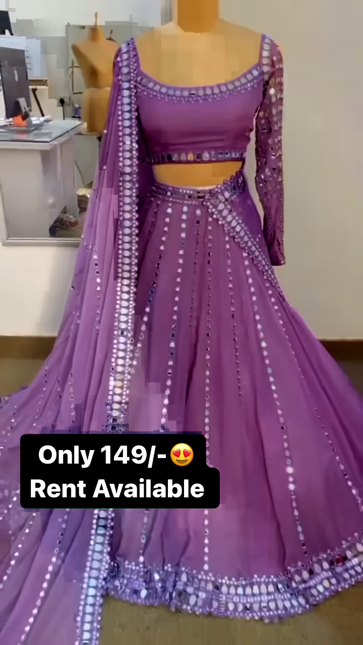 Lavender Color Paper Work Lehenga Choli For Wedding