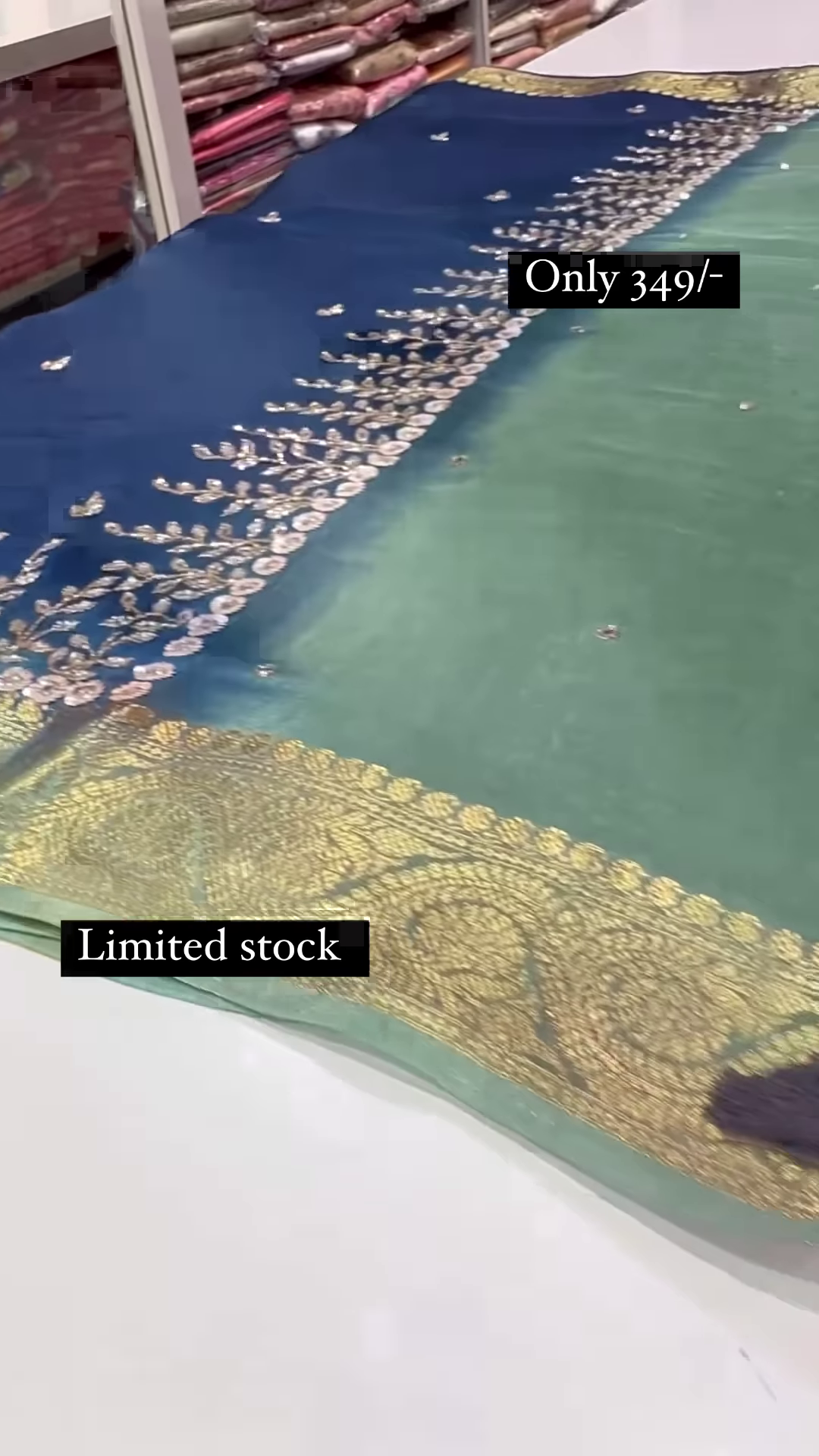 Peacock Color Handwork Wedding Wear Saree