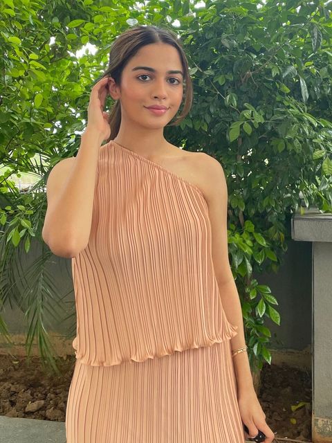 Peach One-Shoulder Top