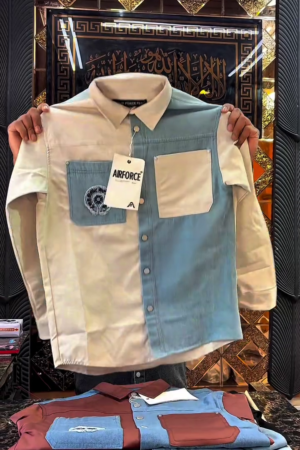 Stylish Contrast Casual Shirt with Trendy Double Tone Design