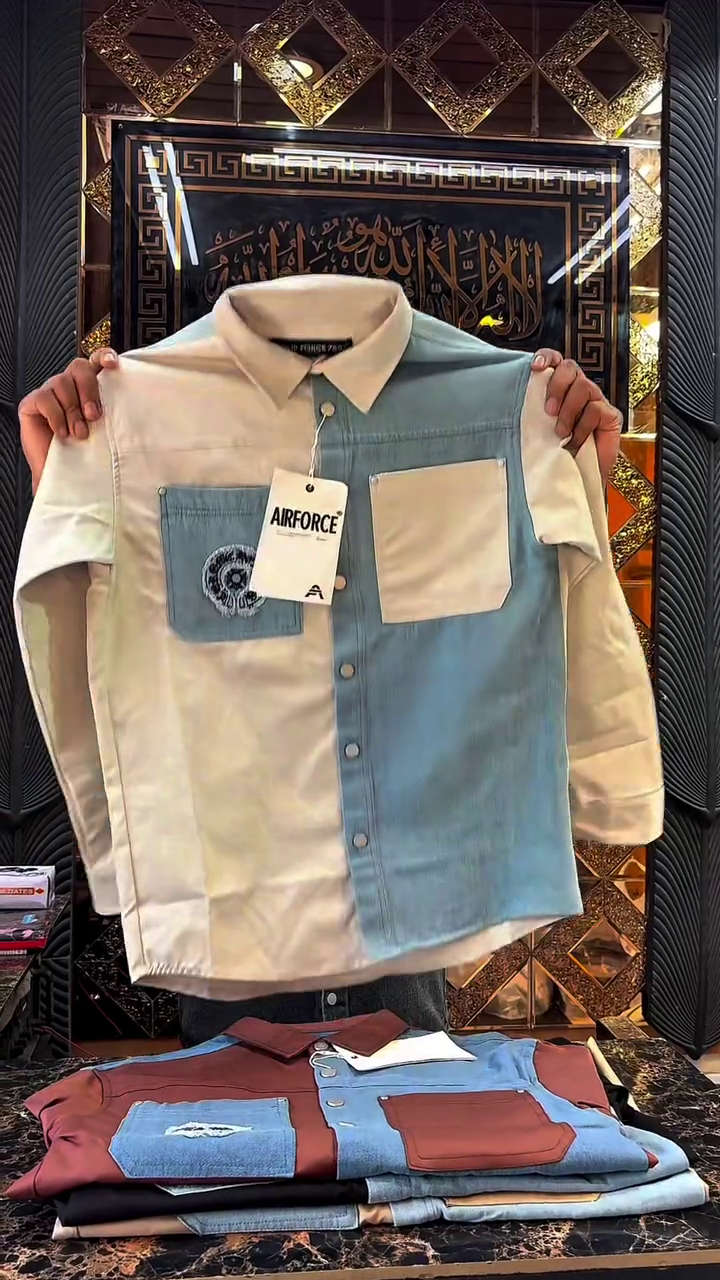 Stylish Contrast Casual Shirt with Trendy Double Tone Design
