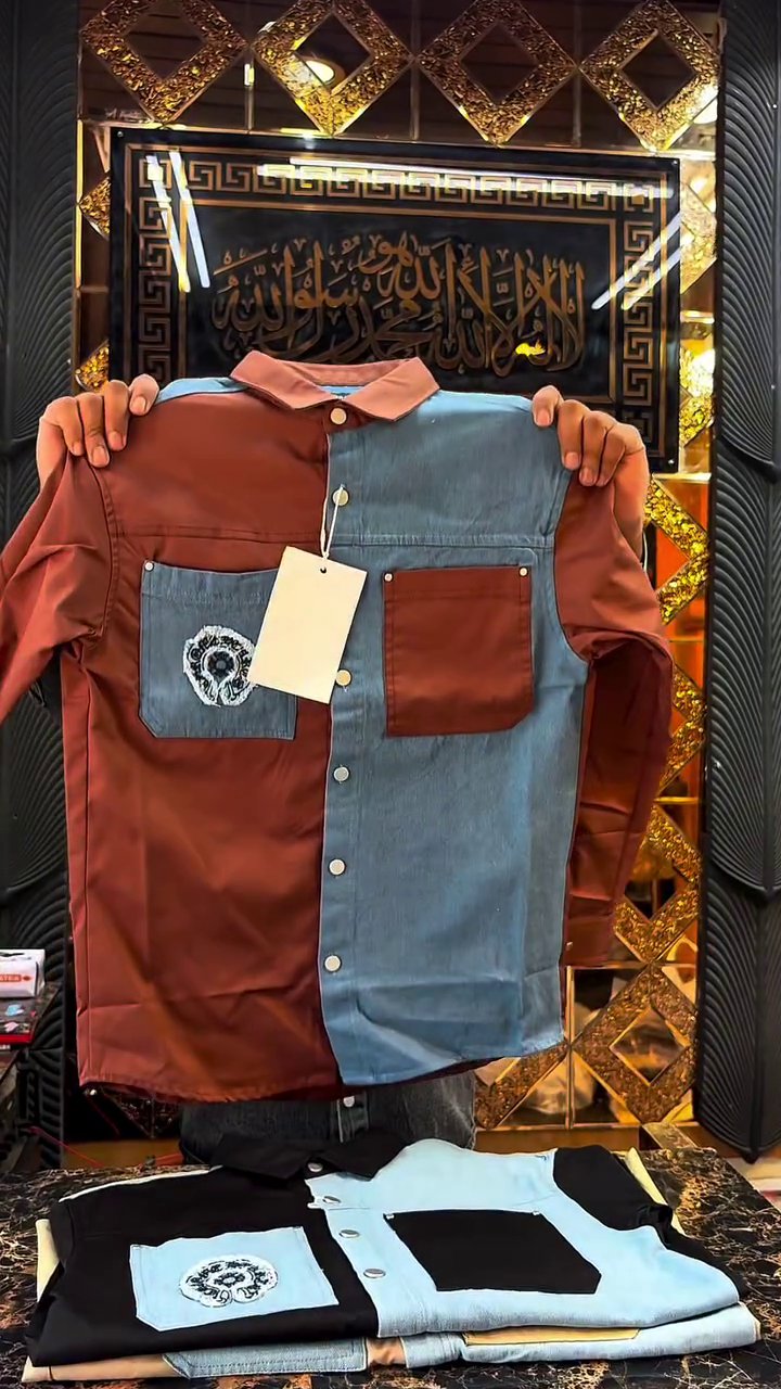 Stylish Contrast Casual Shirt with Trendy Double Tone Design - Image 3