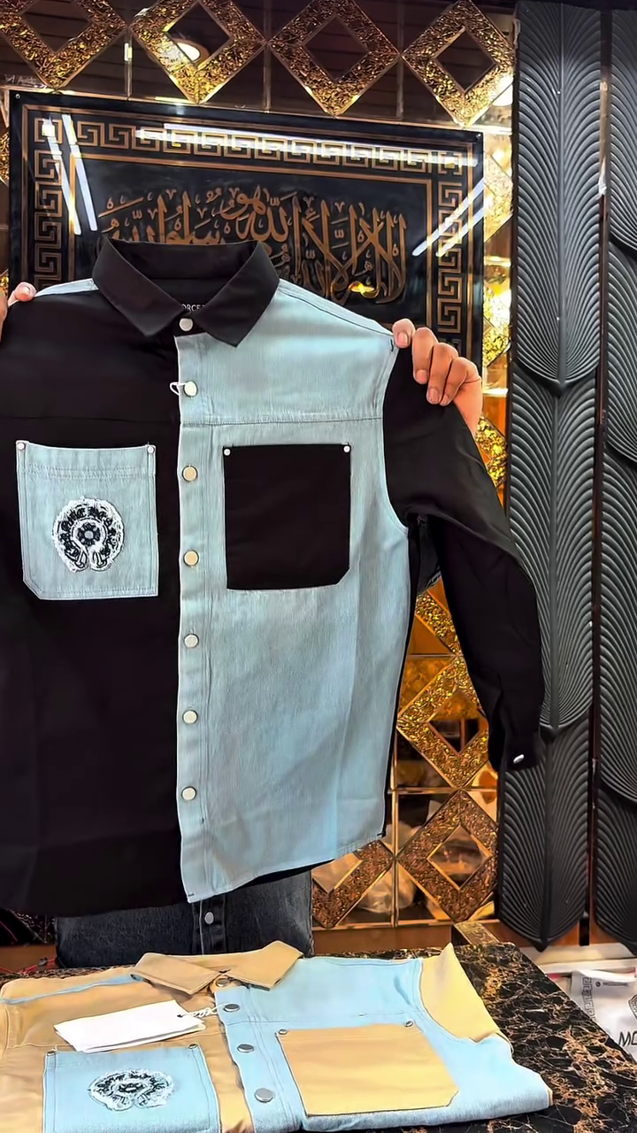 Stylish Contrast Casual Shirt with Trendy Double Tone Design - Image 5