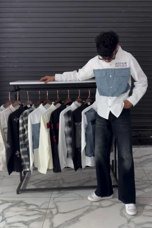 Men’s Urban Streetwear Denim Fusion Shirt